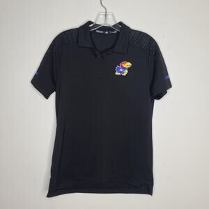 Adidas Kansas KU Jayhawks black short sleeve polo shirt - medium